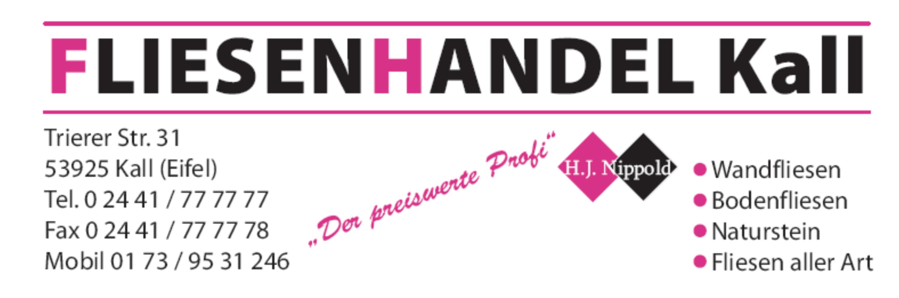 Fliesenhandel Kall (H. J. Nippold GmbH) — Sponsor der SG Rotbachtal-Strempt