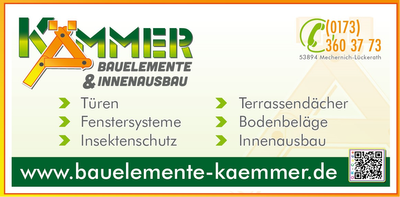 Bauelemente Kämmer, Mechernich-Lückerath — Sponsor der SG Rotbachtal-Strempt